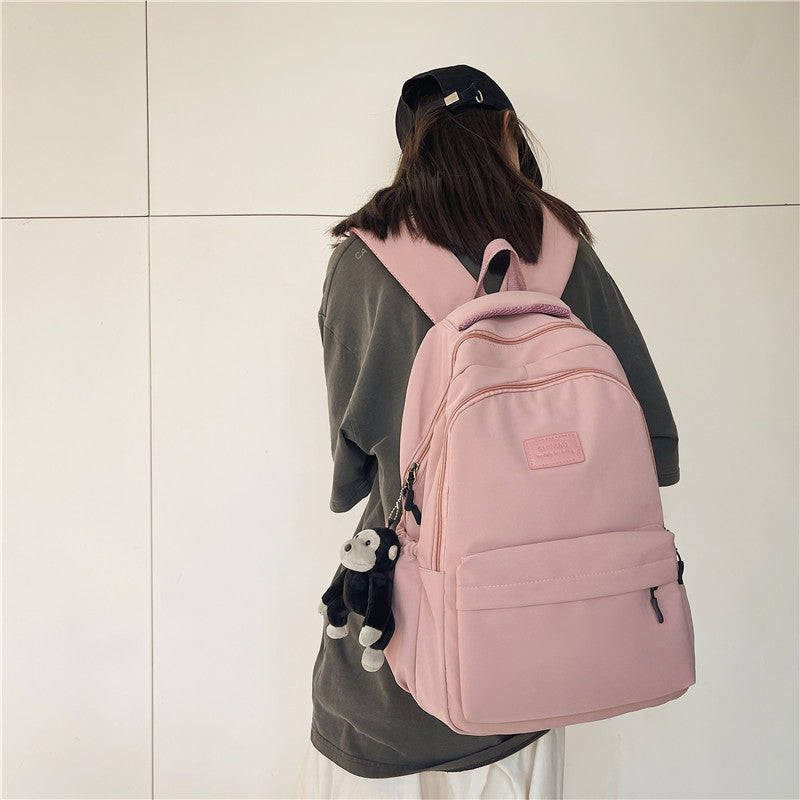Llyge Women's Backpack Solid Color Female Multi-Pocket Casual Woman Travel Bag High Quality Schoolbag For Teenage Girl Book Knapsack