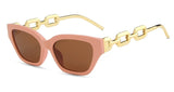 Llyge  2023 Metal Chain Women's Cat Eye Sunglasses Luxury Brand Designer  Small Shades sun glasses for women Fashion Oculos De Sol