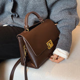 Vintage Pure color Tote bag 2023 Fashion New Quality PU Leather Women's Designer Handbag High capacity Shoulder Messenger Bag