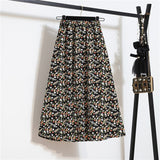 Llyge Fashion Women Skirt Hight Waist Vintage Print Floral Loose A Line Casual Korean Street Wear Female Clothes Summer New