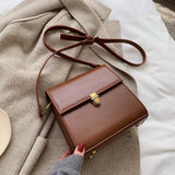 Simple Style Vintage Leather Crossbody Bags For Women 2023 Lock Luxury Shoulder Simple Bag Female Travel Handbags And Purses