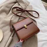 Simple Style Vintage Leather Crossbody Bags For Women 2023 Lock Luxury Shoulder Simple Bag Female Travel Handbags And Purses 1120
