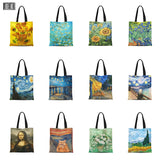New Women Canvas Shopper Bag High Quality Tote Bag With Zipper Van Gogh Large Capacity Shoulder Bags Fashion ECO Shopping Bags