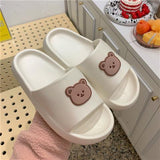 lyge Bear Slippers Women's Summer Flip-Flops Sandals 2023 Platform Casual House of Sunny Kawaii Home Soft