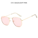 LLYGE Vintage Metal Men Women Sunglasses Classic Luxury Hexagon Male Sun Glasses Fashion Driving Eyewear Oculos De Sol UV400