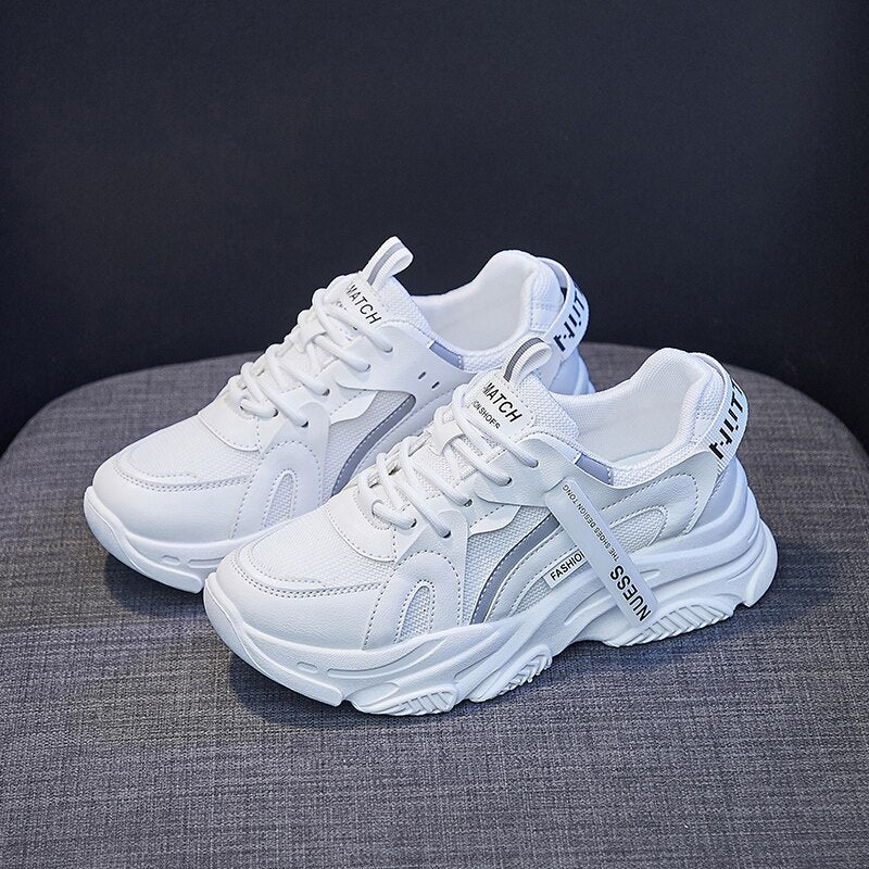 Llyge 2023 Women Sneakers Autumn  Outdoor Casual Running Sports Shoes Fashion Mesh Breathable White Platform Shoes Tenis Feminino
