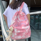 Llyge New Tie-Dye Canvas Women Backpack Female Lovely Travel Bag Teenage Girls High Quality Schoolbag Lady's Knapsack Small Book Bag