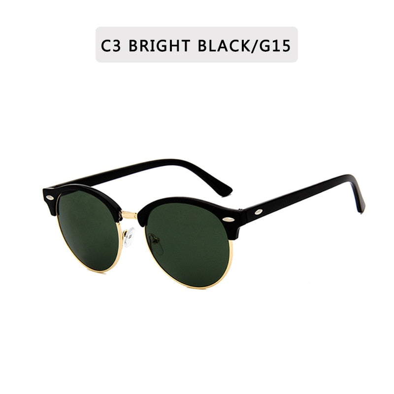 Retro Semi Rimless  Sunglasses Men Women Brand Designer Half Frame Sun Glasses Classic Vintage Oculos De Sol UV400
