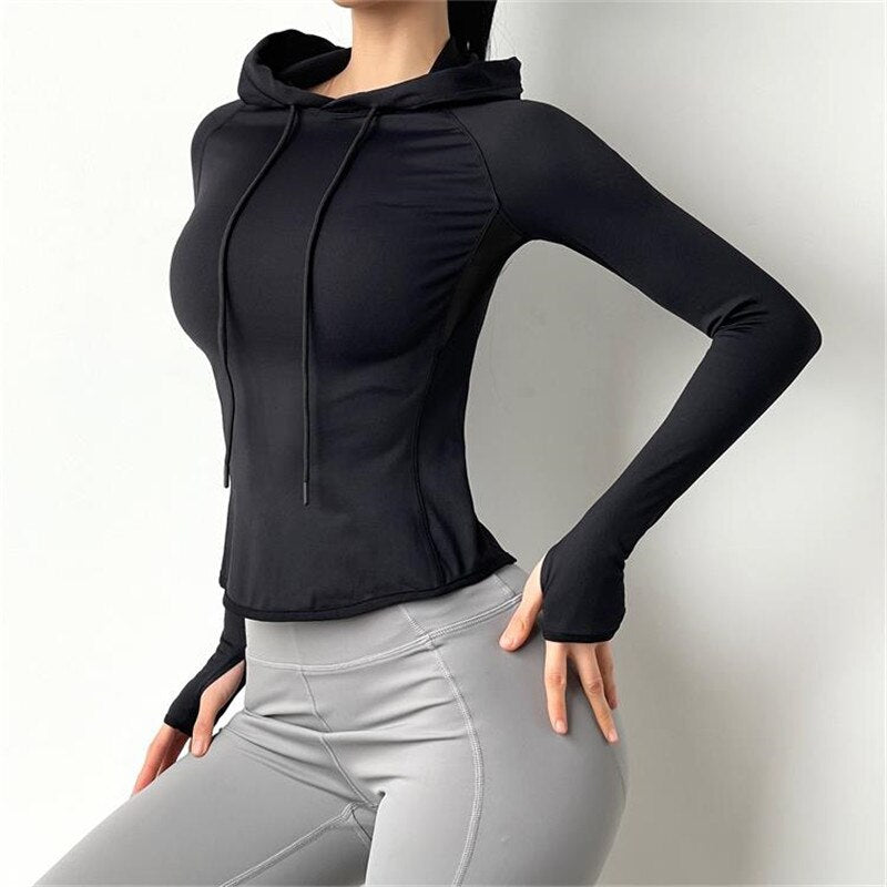 Llyge 2023 Running Jacket Hooded Gym Sport Sweatshirts Women Quick  Dry  Jogger Fitness Hoodie Long Sleeve Yoga Shirts Pullover  Clothing