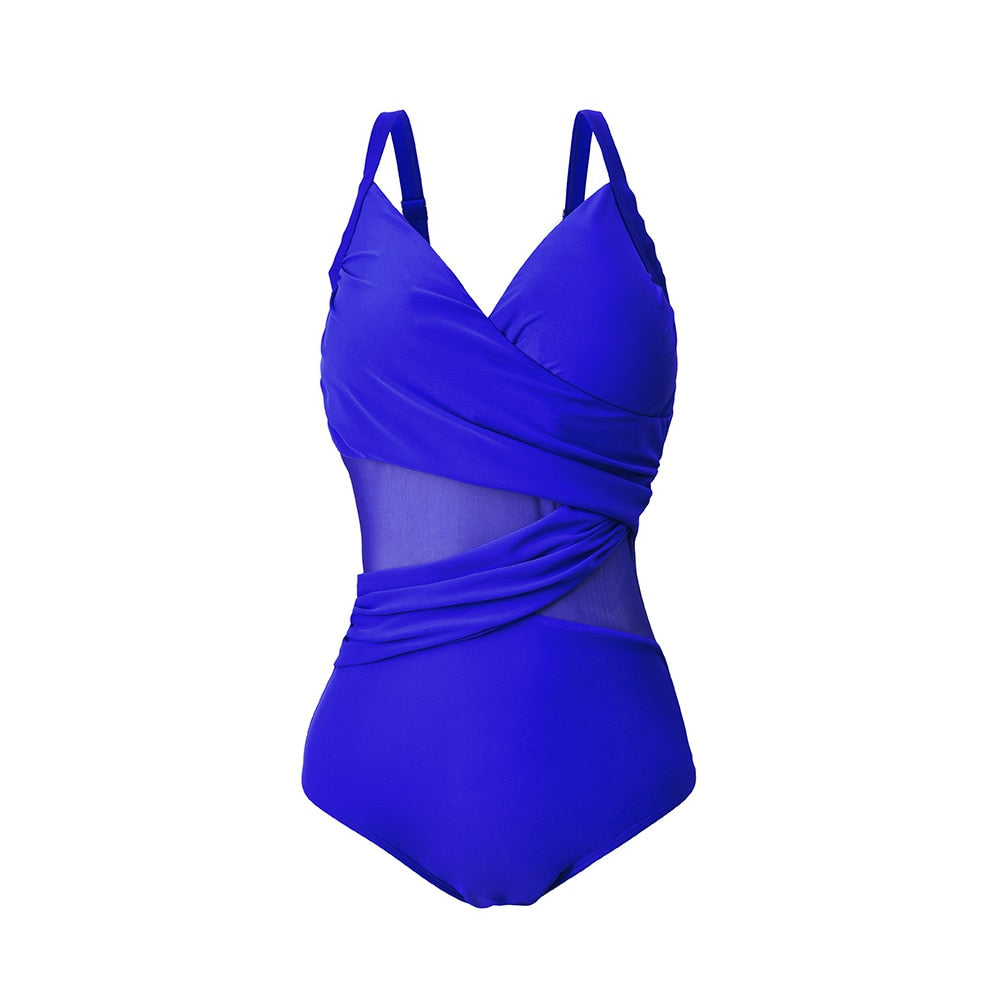 Plus Size Swimwear Women 2023 New  Mesh One Piece Swimsuit Female Large Size Bathing Suit Summer Beachwear Swimming Suit 4XL