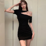 Llyge  2023  Summer  Korean Temperament High Waist Tight  Bag Hip Hollow Out One Piece Fashion Chic Women Dress Clothing Vestidos