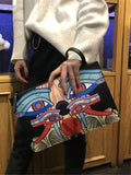 Llyge  Graduation party  Fashion Plants Print Clutch Bags for Women Personality Leather Contrast Color Street Lady Wrist Bag Couple Casual IPad Bags 2022