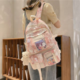 LLYGE Fashion College Girls Laptop Backpack School Bag Canvas Women Mochila Kawaii Bookbag Female Shoulder Travel Rucksack