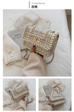 LLYGE High-Quality Pearl Personalized Chain Messenger Small Square Bag 2023 New One-Shoulder Lock Canvas Fashion Casual Western Style