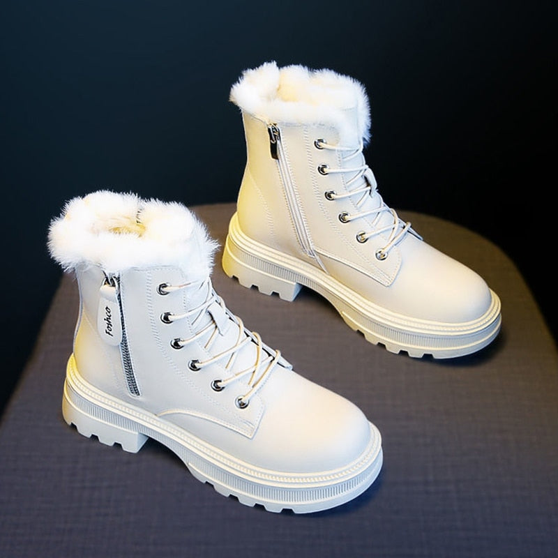 Llyge 2023 Winter Chelsea Booties Woman New Plus Velvet Thick Warm Women Shoes Platform Black Wedge Zipper Snow Short Boot Botas Mujer