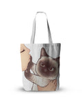 New Style Canvas Tote Bag For Women Funny Cute Cat Kiss Shopping Bag For Groceries High Quality Eco Large-Capacity Shoulder Bag