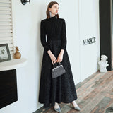 Graduation Prom Llyge Long Sleeves Black High Neck Prom Dresses 2023 A-line Evening Party Gowns Custom Made Plus Size  Prom Gown