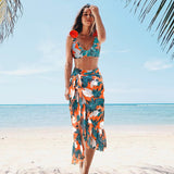 Llyge 2023  Bikinis Women Swimsuit  New Shoulder Lace Up Swimwear High Waist Beachwear Bathing Suit Biquini Female Floral Printed