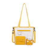 Llyge 2023 Women's Double Pocket Canvas Bag Fashion Trend Single Shoulder Bag with Lid Zipper Messenger Bag Tote Bag Student Tuition Bag