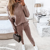 Llyge  2023 Spring Winter Long Sleeve Pullover Top Drawstring Pants Casual Trousers Two Piece Set Womens Tracksuit Clothing Sport Suits
