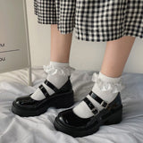 Llyge Lolita High Platform Small Leather Shoes Spring Autumn Mary Janes Pumps Platform Wedges Sweet Gothic Punk Shoes Cosplay Shoes