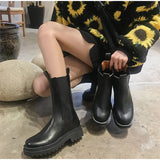 Christmas Gift Women Ankle Boots PU Leather Woman Shoes Brand Designer Chelsea Boot Female Platform Slip On Short Boot Lady Fashion Shoe Autumn