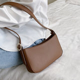 Llyge Cute Solid Color Small PU Leather Shoulder Bags For Women 2023 Simple Handbags And Purses Female Travel Totes