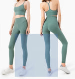 LLYGE Seamless Women Sport Suit Gym Workout 2PC  Back Yoga Bra Pants Butt Lifting Cropped Leggings Athletic Set Conjunto Deportivo