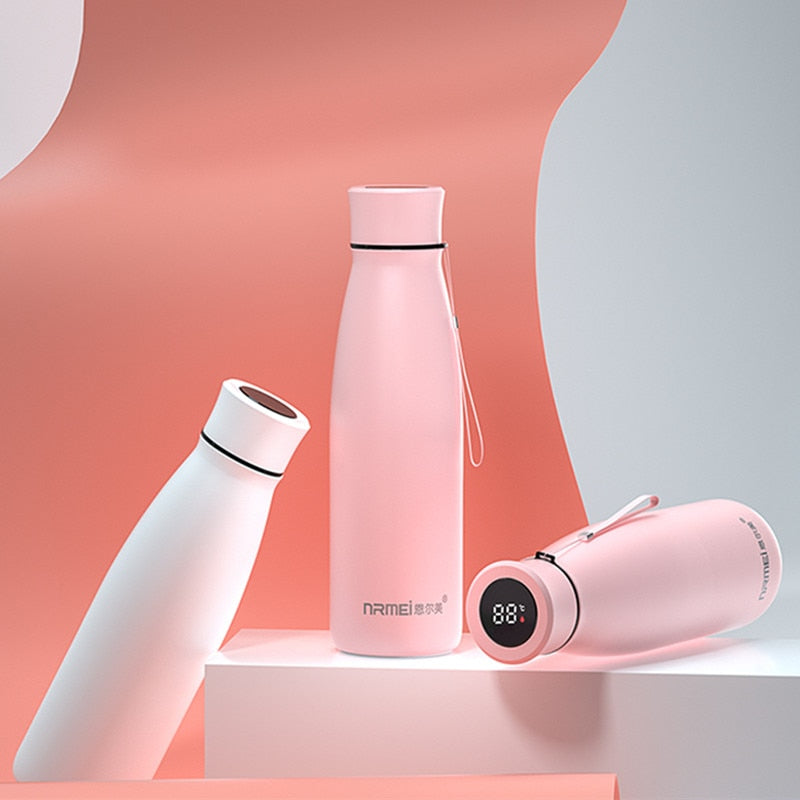 Llyge  2023  Thermos Stainless Steel Water bottle Vacuum Insulation Flask Waterproof Outdoor Travel Gym Smart Temperature Display 400/500 ML