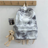 Llyge New Tie-Dye Canvas Women Backpack Female Lovely Travel Bag Teenage Girls High Quality Schoolbag Lady's Knapsack Small Book Bag