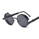 LLYGE Classic Gothic Steampunk Sunglasses Women Brand Designer Vintage Round Metal Frame Sun Glasses Female Male High Quality UV400