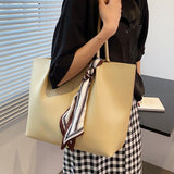 LLYGE Simple Large-Capacity Bag Female Summer 2022 New Trendy Fashion Silk Scarf One Shoulder Underarm Bag Net Red Portable Tote Bag