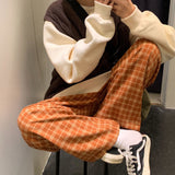 LLYGE Harajuku Plaid Pants Women Oversize Wide Leg Trousers Female Korean Style High Waist Checkered Pajama 2023 Spring Summer