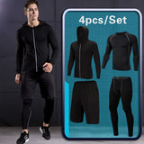 Llyge 2023 Rashguard Men Compression Sportswear Set Gym Running Sport Clothes Jogging Tights Tracksuit Fitness T-Shirt Windbreaker Leggings