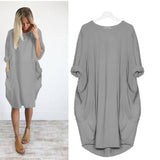 LLYGE Long Sleeve Maxi Summer Dress 2023 Woman Oversized T-shirt Dresses Women Casual Loose Tunic Robe Vestidos with Pockets