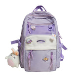 Llyge Multi-Pocket Solid Color Nylon Women Backpack College Style Large Capacity Travel Rucksack School Bags For Teenage Girl Boys