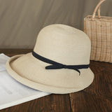 llyge 2023 Women's summer hat Women's bucket hat Straw hat beach hat ceremony women's hats spring 2023 belt raffia visor sun protection hat