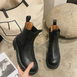 Christmas Gift Women Ankle Boots PU Leather Woman Shoes Brand Designer Chelsea Boot Female Platform Slip On Short Boot Lady Fashion Shoe Autumn