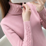 Llyge Autumn Winter Women Sweater Turtleneck Pullovers Sweaters New 2022 Long Sleeve Thick Warm Female Sweater Khaki White Black Pink