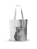 New Style Women Canvas Bag Funny Cute Cartoon Kitten Animal Print Foldable Tote Shoulder Cloth Shopping Bag Reusable Eco Handbag