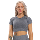 Llyge Seamless Yoga Tops Fitness Women Workout Sportswear Solid Short Sleeve Crop Top Yoga Shirt Gym Running Sports Cycling T-shirts