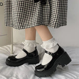 Llyge Lolita High Platform Small Leather Shoes Spring Autumn Mary Janes Pumps Platform Wedges Sweet Gothic Punk Shoes Cosplay Shoes