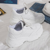 Llyge White Women Shoes New Chunky Sneakers For Women Lace-Up White Vulcanize Shoes Casual Fashion Dad Shoes Platform Sneakers Basket