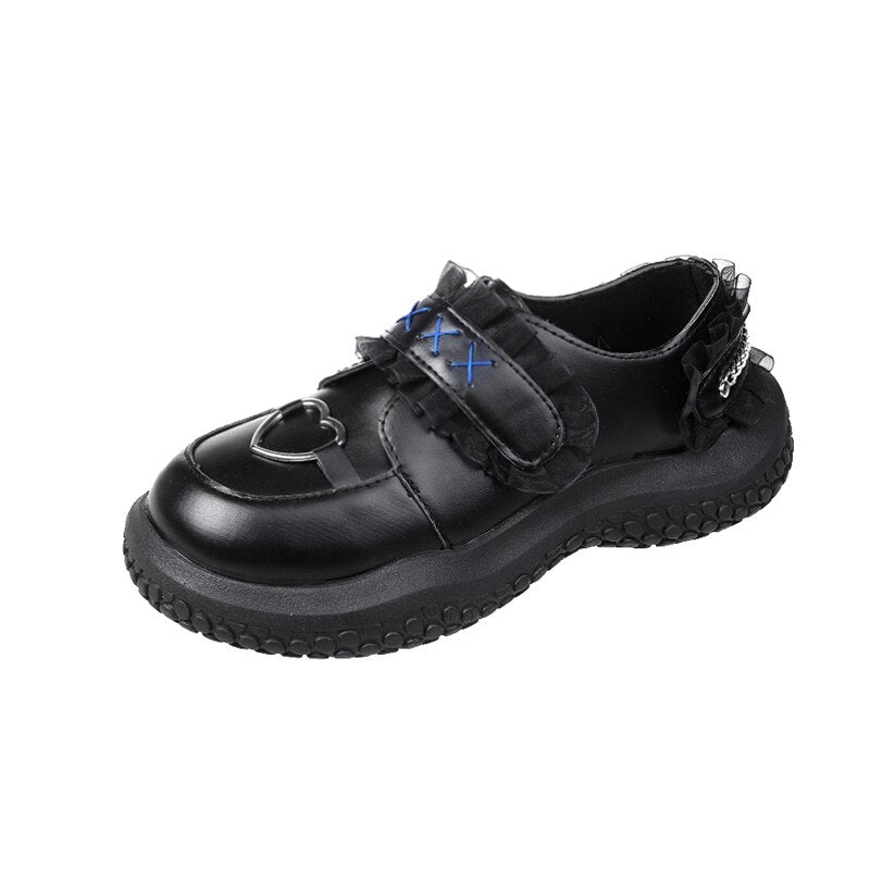 Llyge 2022 New Spring British Style Small Leather Shoes Women Fashion Cute Black Patent Leather Platform Loafers All-Match Shoes
