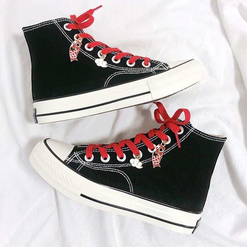 Llyge 2023 Designers Fashion High Top Black Canvas Shoes Young Students Casual Vulcanized Shoes Flat Women Sneakers