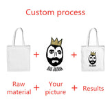 Personalized Custom Canvas Bag With Logo Text Character Scenery Printing Casual Shopping Bag Customized Large Capacity Tote Bag