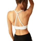 Fitness Bra Push Up Nylon Solid U-Neck Cross Back Stretch Basic Sports Wear For Women Gym Yoga Runnning Training Workout Outdoor