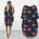 LLYGE Fashion Print Halloween Party Dresses for New Year 2022 Long Sleeve Maxi Autumn Oversized T-shirt Dress Casual Loose Vestidos