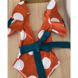 Llyge 2023  New  Ruffle Print Floral One Piece Strappy Slimming Swimwear Women  Swimsuit Deep-V Bathing Suit Beach Wear Monokini
