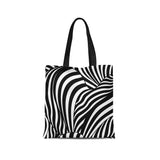 New Zebra Pattern Canvas Tote Bag With Zipper Female Shopping Shoulder Bag School Bag Reusable Grocery Bag Eco Large-capacity